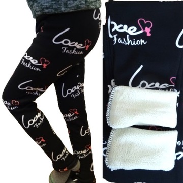 Legginsy ocieplane dziewczęce THERMO polar futerkiem GETRY spodnie 110-116