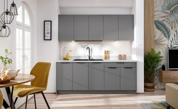 Meble kuchenne NOVO 200 cm zestaw szafek kuchennych szary mat