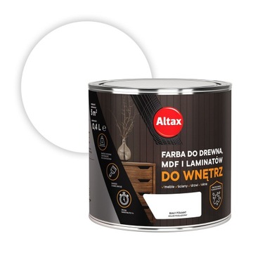 ALTAX FARBA DO DREWNA MDF LAMINATÓW 0,4L BIAŁY PÓŁ