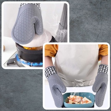 Термостойкие силиконовые кухонные перчатки, комплект из 2 защитных перчаток.