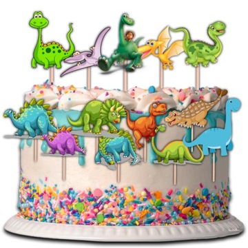 TOPPER DINOZAURY DINO NA TORT BABECZKI POSTACI 14 sztuk