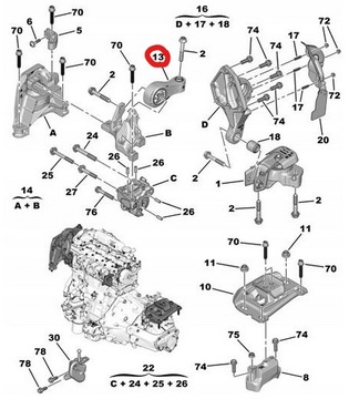CITROEN OE 9816338580 UCHYCENÍ ULOŽENÍ MOTORU