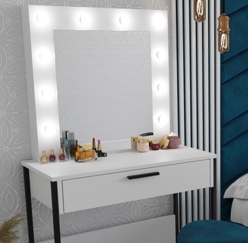 FORESTO ТЮРЁМНЫЙ СТОЛИК С ЗЕРКАЛЕМ, БЕЛЫЙ, ЧЕРНЫЙ, МЕТАЛЛ НОГУ