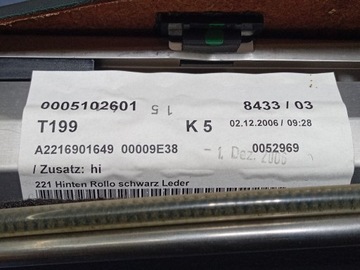 MERCEDES S W221 LONG ROLETA KUFRU ZADNÍ