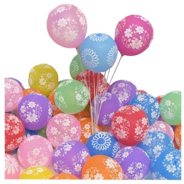 Balony 26cm z nadrukiem kwiatów 40 szt kolorowy