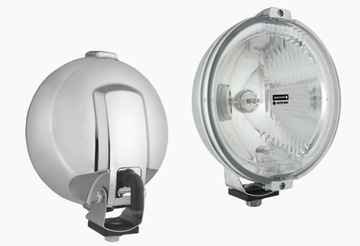 Drogowy reflektor w chromowanej obudowie BIAŁY H3 12V Z RINGIEM Wesem