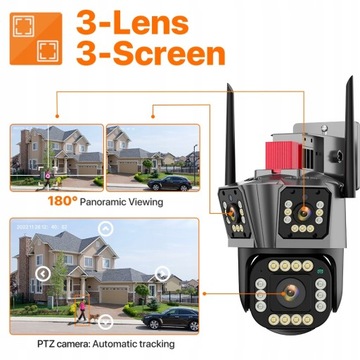 WIFI IP-камера 5K 12MP HD с тремя объективами для улицы