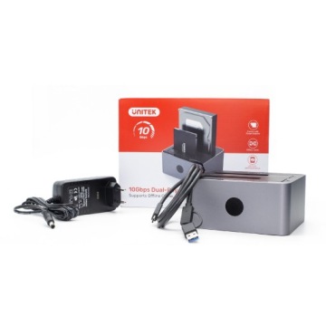 Unitek Y-3027GY01-EU Док-станция для жесткого диска USB3.0 2x SATA 2,5'/3,5'' USB-C 1