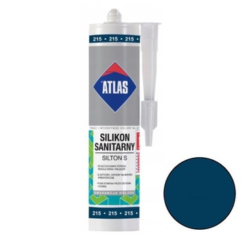 ATLAS SILIKON SANITARNY 215 ATRAMENTOWY ŁAZIENKA WC ODPORNY PLEŚŃ UV 280ml