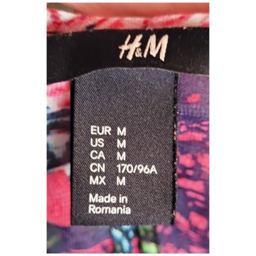 Kolorowa asymetryczna sukienka plażowa otwory na plecach M H&M bez rękawów