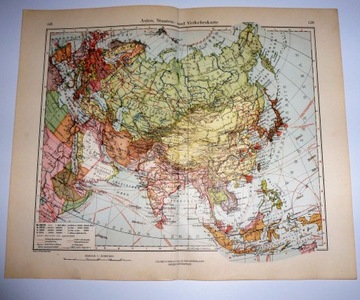 MAPA AZJA MAPA POLITYCZNA 1934 Minerva Atlas