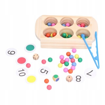 Деревянные разноцветные бусины с зажимом Математика