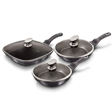 ZESTAW 3 PATELNI Z POWŁ. GRANITOWĄ BERLINGER HAUS Carbon Pro BH-6923