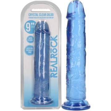 Straight Dildo - 9'' / 23 - Realistyczne przezroczyste dildo z przyssawką,