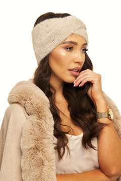 ВЯЗАННАЯ ПОЯСКА, мех альпаки, бежевый жемчуг