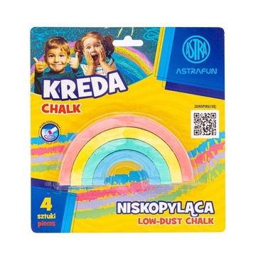 KREDA TĘCZA ASTRAFUN 4 KOL. SZKOLNA TABLICOWA CHODNIKOWA KOLOROWA NIEPYLĄCA