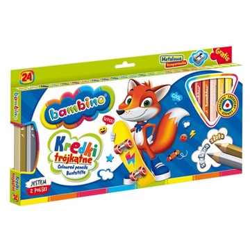 KREDKI TRÓJKĄTNE BAMBINO 24 KOL GRUBE TEMPERÓWKA