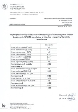 Масло льняное 500мл Warmińska Manufaktura
