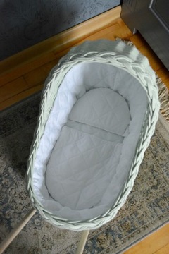 Плетеная коляска для кукол MINT, толкатель + постельное белье