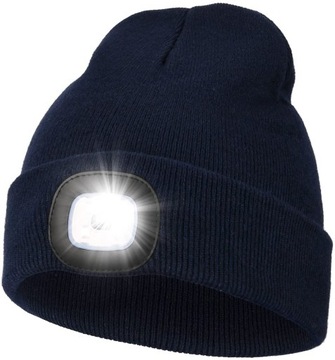 Утепленная зимняя шапка с фонариком, светодиодной лампой, зарядкой через USB, 4 режима освещения.