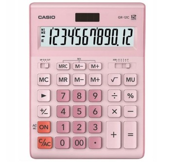 Kalkulator biurowy CASIO GR-12C-PK Różowy Prosty