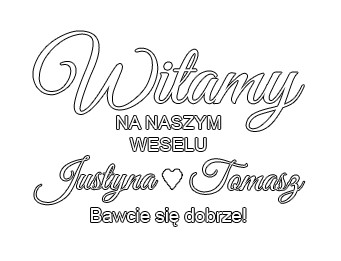Naklejki tablica powitalna gości wesele 4 kolory