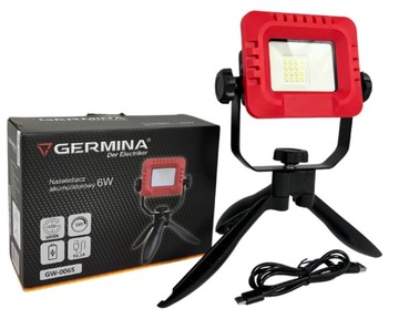 Naświetlacz akumulatorowy 6W 600lm 5000K GERMINA
