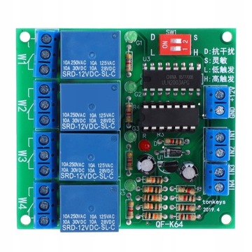 K64 A-12V 4-kanałowy moduł przekaźnikowy