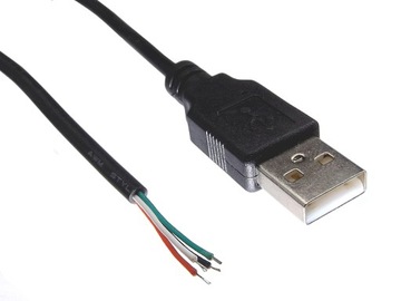 Wtyk USB A z kablem przewodem 25cm