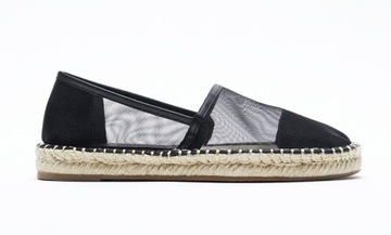 ZARA CZARNE ESPADRYLE BUTY Z SIATECZKI JUTY 37