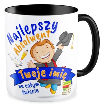 Kubek czarny NAJLEPSZY ABSOLWENT Twoje imię