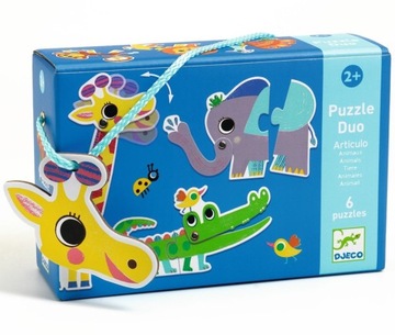Dzikie zwierzęta puzzle duo ruchome elementy Djeco