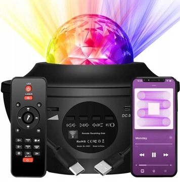 PROJEKTOR GWIAZD RZUTNIK NIEBA LAMPKA NOCNA LED GŁOŚNIK BLUETOOTH + PILOT