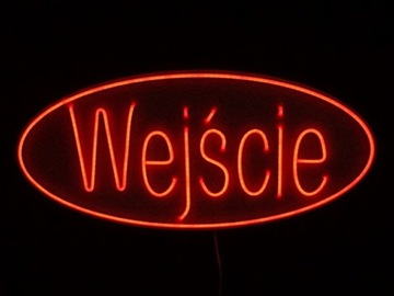 NWEJSCIEIP NEON LED NAPIS WEJŚCIE REKLAMA 70X32CM