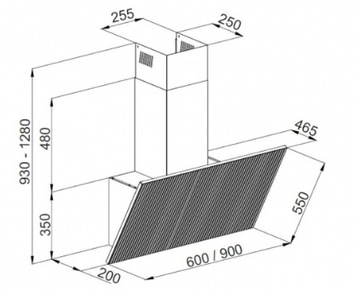 Okap kominowy biały VDB EVOLUTION 90 CM H2H łączność z płytą + płyta VDB