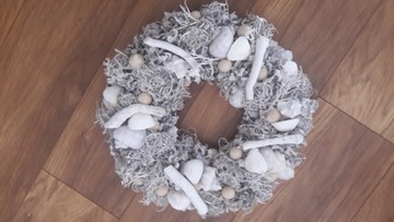 Венок-украшение 36 см, ракушки беленые, новый