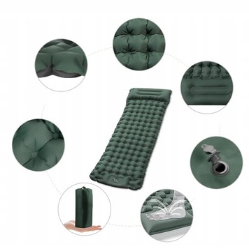МАТРАС КЕМПИНГ НАДУВНЫЙ КОВРИК ЗЕЛЕНЫЙ ВОДОНЕПРОНИЦАЕМЫЙ