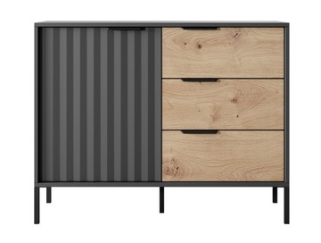 Komoda Czarna z Szufladami w Stylu Loft Roma 103cm
