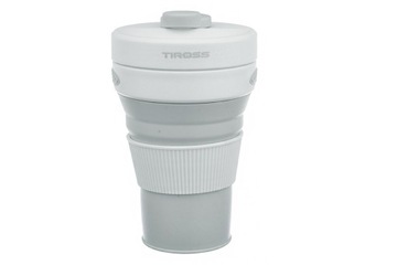 СИЛИКОНОВАЯ СКЛАДНАЯ КРУЖКА С СОЛОМОЧКОЙ ТИРОСС 450МЛ