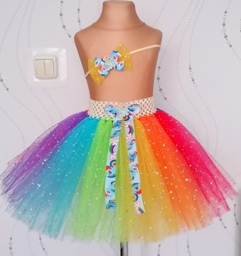 Spódniczka tutu błyszcząca tiul Pony tęczowa