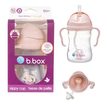 Bidon ze słomką obciążoną kubek NIEKAPEK 240ml b.box różowy 6m+
