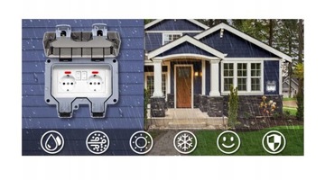Двойная герметичная розетка с дымозащитной крышкой IP66