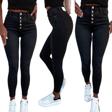 Spodnie Czarne Rurki Push Up 42 + size
