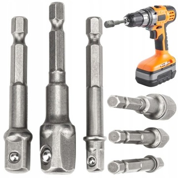 REDUKCJE ADAPTERY DO WKRĘTARKI NASADEK ZESTAW 3szt. 1/4'' 3/8'' 1/2''