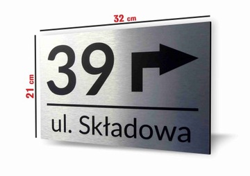 АЛЮМИНИЕВАЯ АДРЕСНАЯ ТАБЛИЧКА СО СТРЕЛКОЙ НОМЕРА