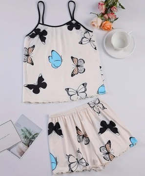 KOMPLET BIELIZNY KOSZULKA NOCNA MAJTKI ZESTAW SEXY BIELIZNA DAMSKA PIŻAMA