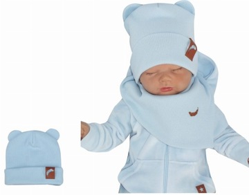 Czapka prążkowana podwójna błękit rozmiar 98 48/50