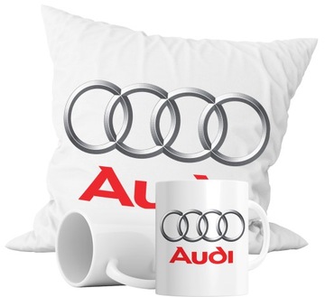 ZESTAW KUBEK + PODUSZKA AUDI AUTO LOGO MOTYW FAN