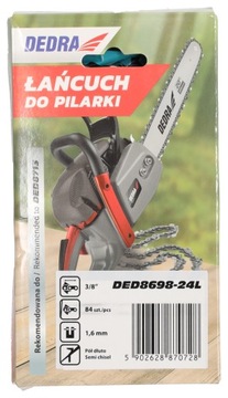 Цепь пилы DEDRA 24 дюйма, 60 см, 3/8 дюйма, 84 звена, полудолотообразный профиль