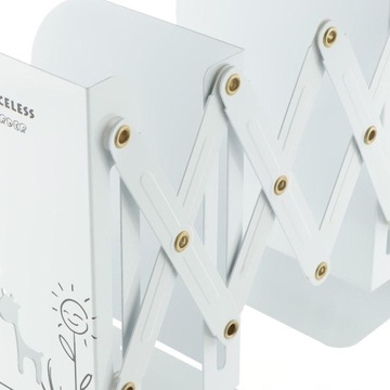 Выдвижная металлическая подставка для книг с рисунком, белая